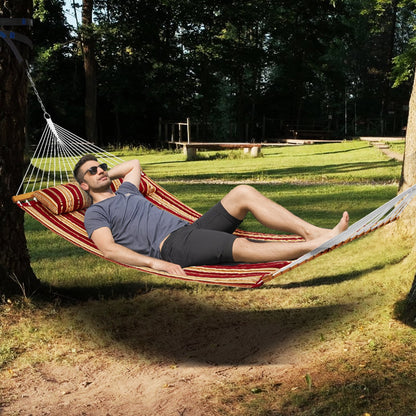 Double Quilted Fabric Hammock, 12 FT Double Hammock with Hardwood Spreader Bars, 2 Person Quilted Hammock V952-HFDCBDZJYZXT62NZ4V0