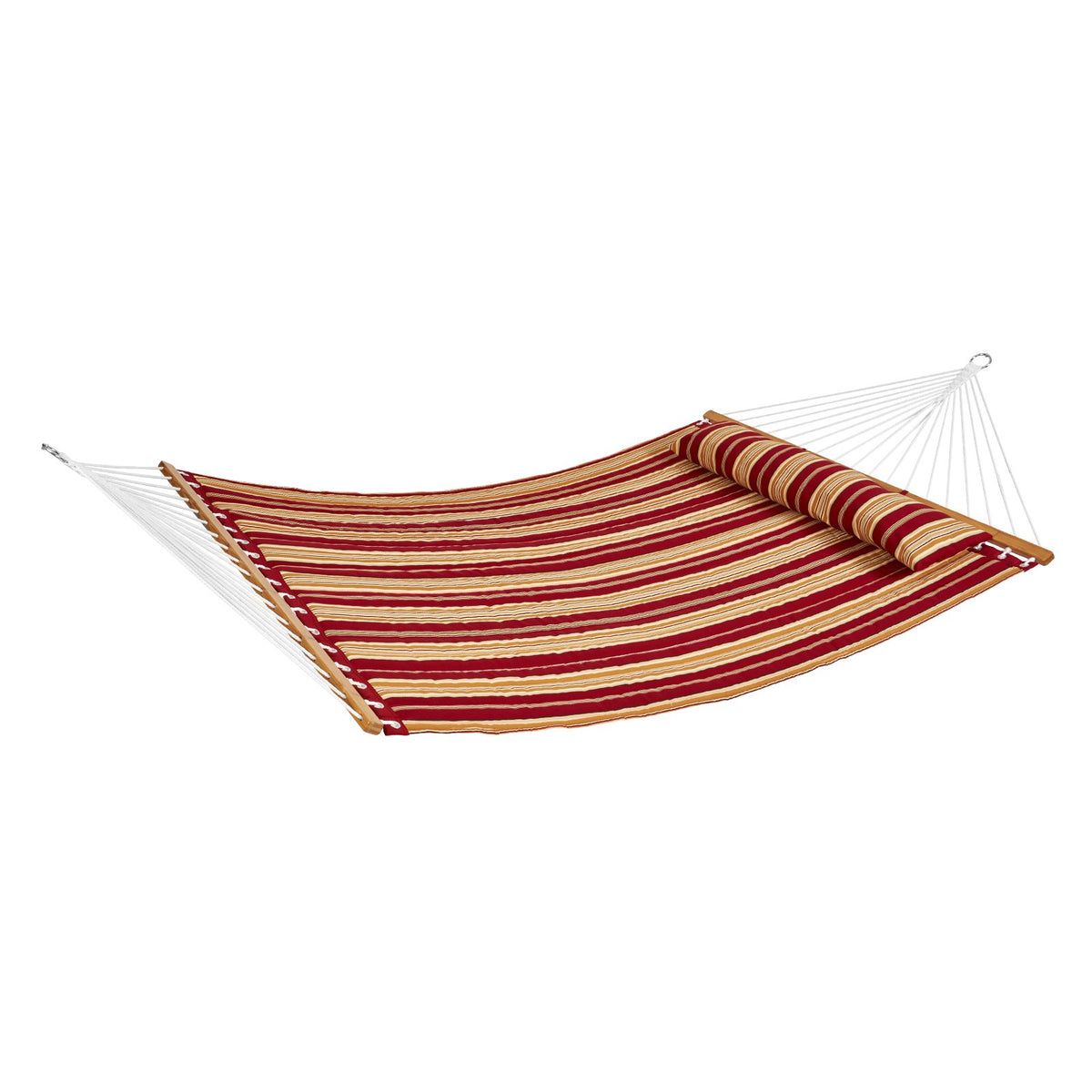 Double Quilted Fabric Hammock, 12 FT Double Hammock with Hardwood Spreader Bars, 2 Person Quilted Hammock V952-HFDCBDZJYZXT62NZ4V0