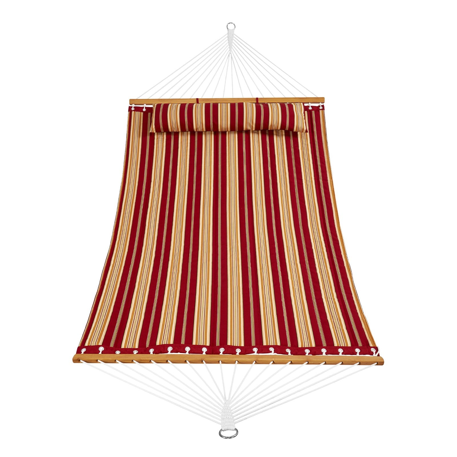 Double Quilted Fabric Hammock, 12 FT Double Hammock with Hardwood Spreader Bars, 2 Person Quilted Hammock V952-HFDCBDZJYZXT62NZ4V0