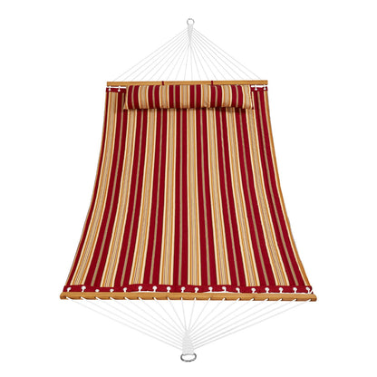 Double Quilted Fabric Hammock, 12 FT Double Hammock with Hardwood Spreader Bars, 2 Person Quilted Hammock V952-HFDCBDZJYZXT62NZ4V0