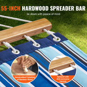 Double Quilted Fabric Hammock, 12 FT Double Hammock with Hardwood Spreader Bars, 2 Person Quilted Hammock V952-HFDCBDZJYZXT653QMV0