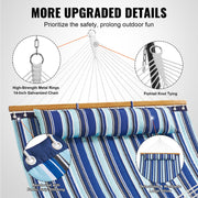 Double Quilted Fabric Hammock, 12 FT Double Hammock with Hardwood Spreader Bars, 2 Person Quilted Hammock V952-HFDCBDZJYZXT653QMV0