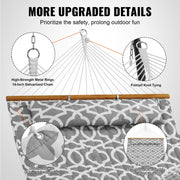 Double Quilted Fabric Hammock, 12 FT Double Hammock with Hardwood Spreader Bars, 2 Person Quilted Hammock V952-HFDCHBSXHWBD33J0JV0