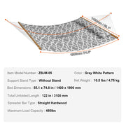 Double Quilted Fabric Hammock, 12 FT Double Hammock with Hardwood Spreader Bars, 2 Person Quilted Hammock V952-HFDCHBSXHWBD33J0JV0