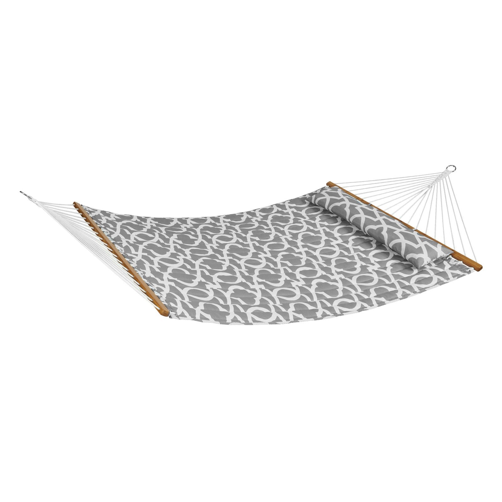 Double Quilted Fabric Hammock, 12 FT Double Hammock with Hardwood Spreader Bars, 2 Person Quilted Hammock V952-HFDCHBSXHWBD33J0JV0