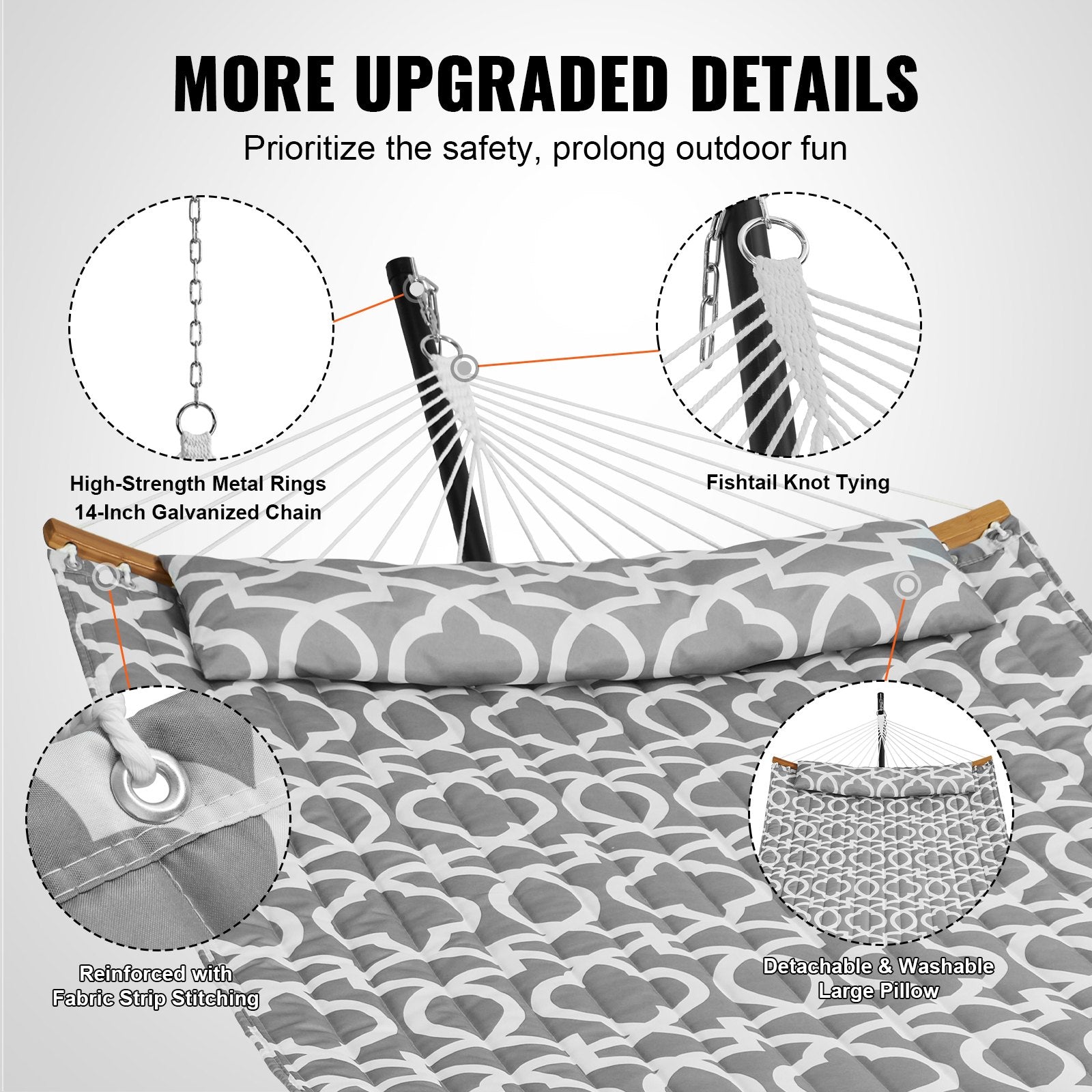 Two Person Hammock with Stand Included, Double Hammock with Curved Spreader Bar and Detachable Pillow and V952-HFDCHBSXHWTXFST1WV0