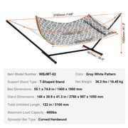 Two Person Hammock with Stand Included, Double Hammock with Curved Spreader Bar and Detachable Pillow and V952-HFDCHBSXHWTXFST1WV0
