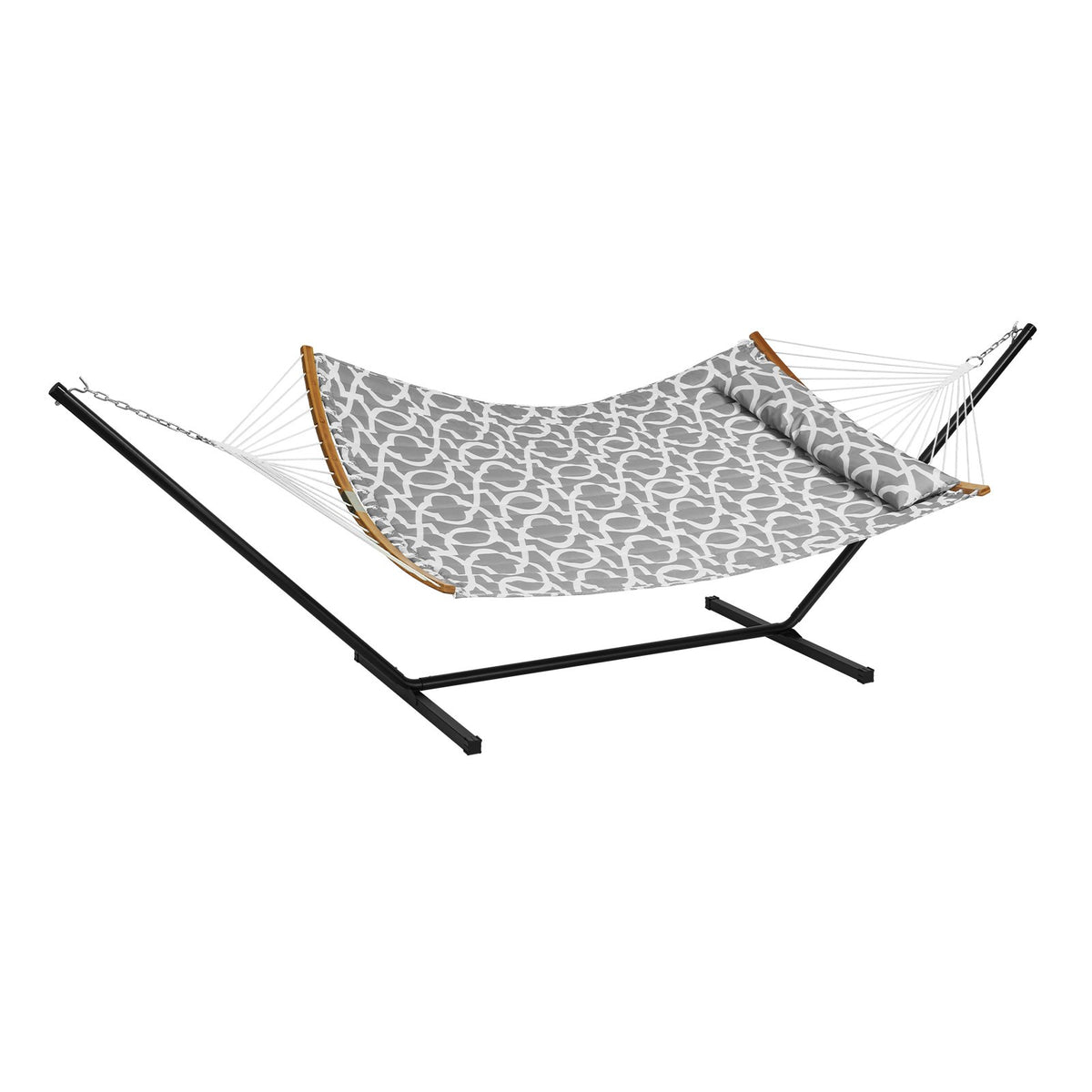 Two Person Hammock with Stand Included, Double Hammock with Curved Spreader Bar and Detachable Pillow and V952-HFDCHBSXHWTXFST1WV0