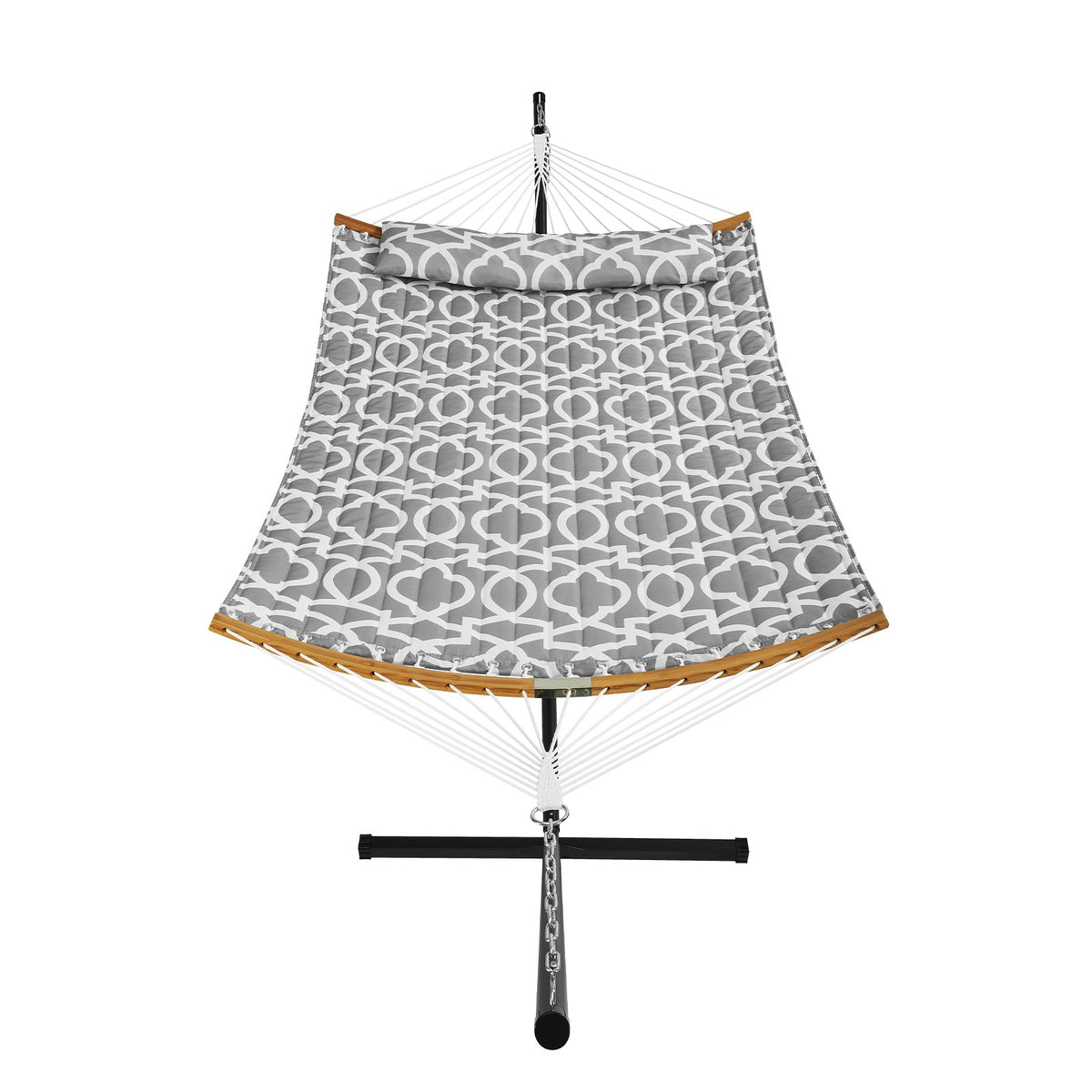 Two Person Hammock with Stand Included, Double Hammock with Curved Spreader Bar and Detachable Pillow and V952-HFDCHBSXHWTXFST1WV0