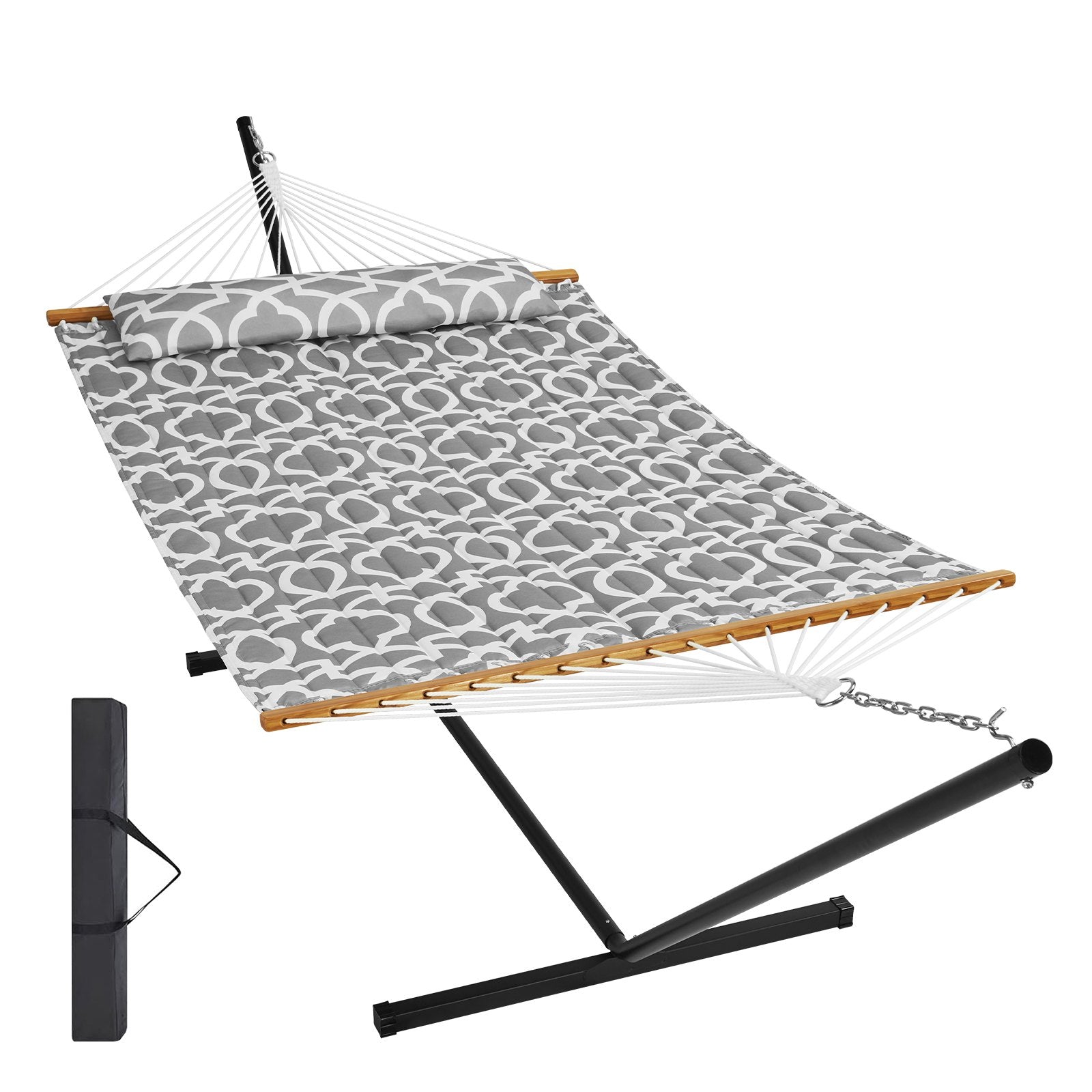 Two Person Hammock with Stand Included Heavy Duty 480lb Capacity, Double Hammock with 12 FT Steel Stand and V952-HFDCHBSXHWTXK34ZTV0