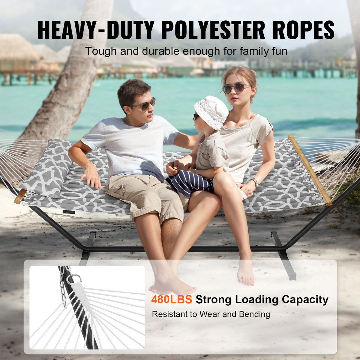 Two Person Hammock with Stand Included Heavy Duty 480lb Capacity, Double Hammock with 12 FT Steel Stand and V952-HFDCHBSXHWTXK34ZTV0
