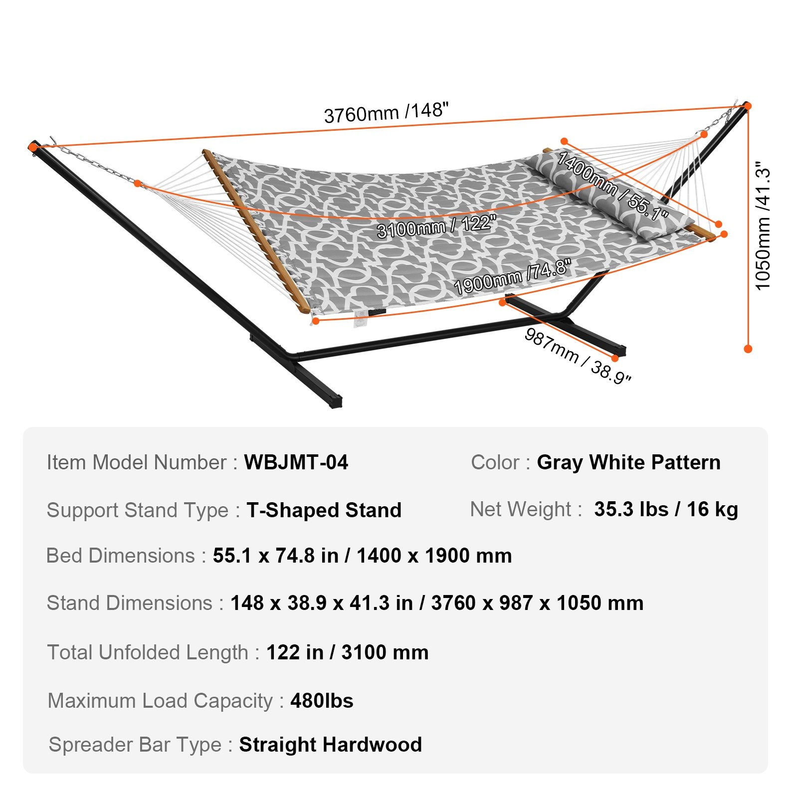 Two Person Hammock with Stand Included Heavy Duty 480lb Capacity, Double Hammock with 12 FT Steel Stand and V952-HFDCHBSXHWTXK34ZTV0