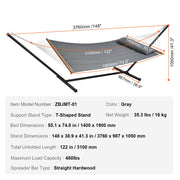 Double Quilted Fabric Hammock Two Person Hammock with Stand 480lb Capacity V952-HFDCHSCSTXYZG0K4NV0