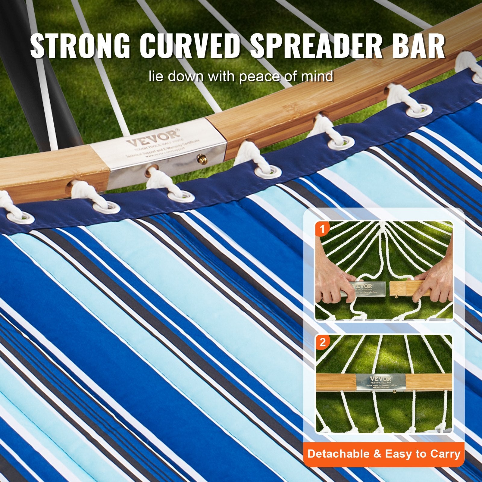 Two Person Hammock with Stand Included, Double Hammock with Curved Spreader Bar and Detachable Pillow and V952-HFDCLBSTWTXHK0YP9V0