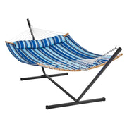 Two Person Hammock with Stand Included, Double Hammock with Curved Spreader Bar and Detachable Pillow and V952-HFDCLBSTWTXHK0YP9V0