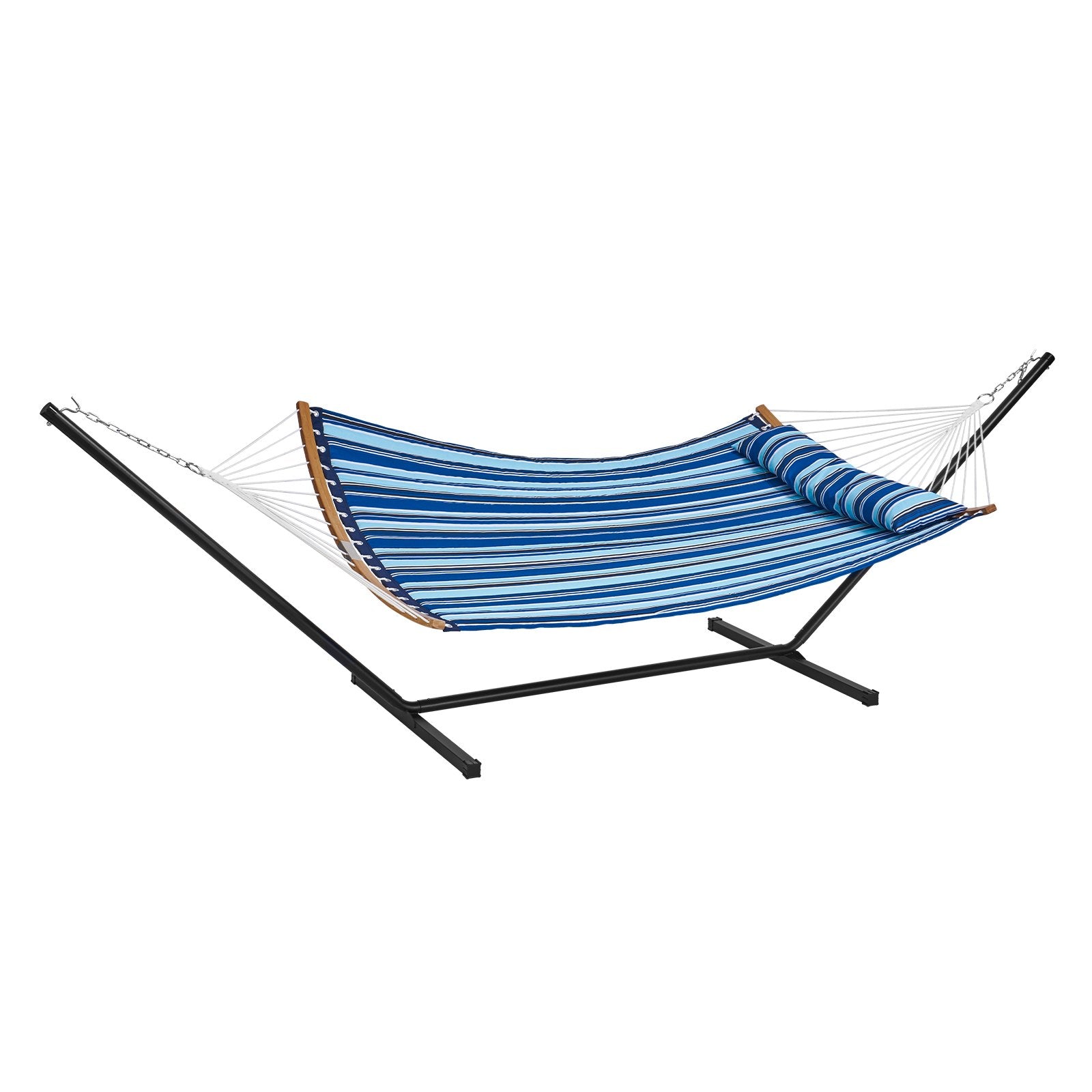 Two Person Hammock with Stand Included, Double Hammock with Curved Spreader Bar and Detachable Pillow and V952-HFDCLBSTWTXHK0YP9V0