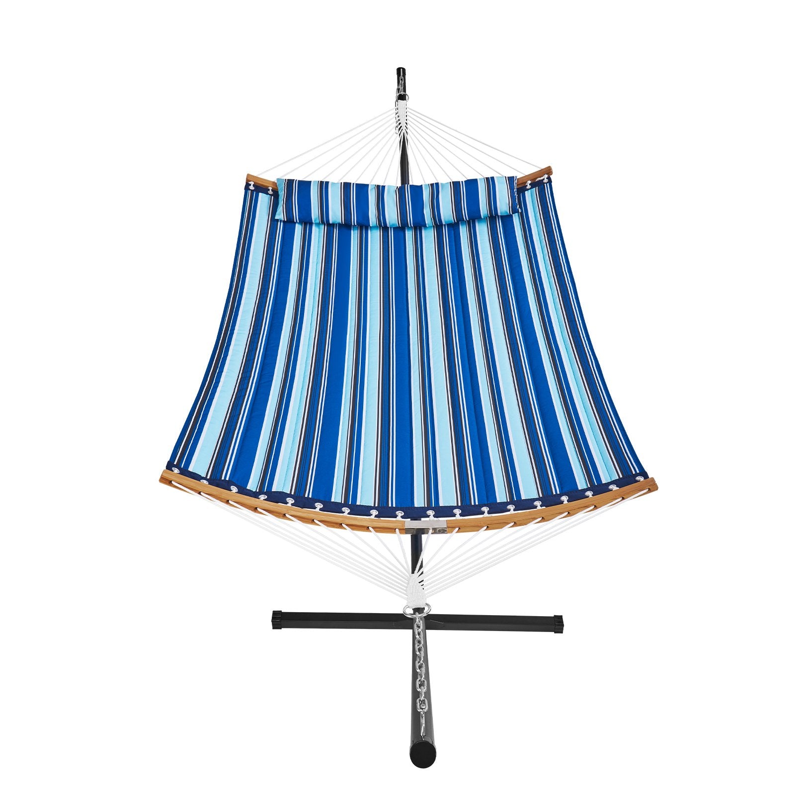 Two Person Hammock with Stand Included, Double Hammock with Curved Spreader Bar and Detachable Pillow and V952-HFDCLBSTWTXHK0YP9V0