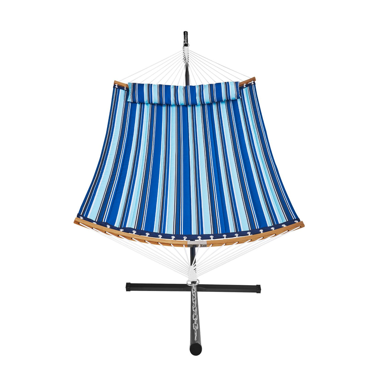 Two Person Hammock with Stand Included, Double Hammock with Curved Spreader Bar and Detachable Pillow and V952-HFDCLBSTWTXHK0YP9V0
