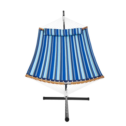 Two Person Hammock with Stand Included, Double Hammock with Curved Spreader Bar and Detachable Pillow and V952-HFDCLBSTWTXHK0YP9V0