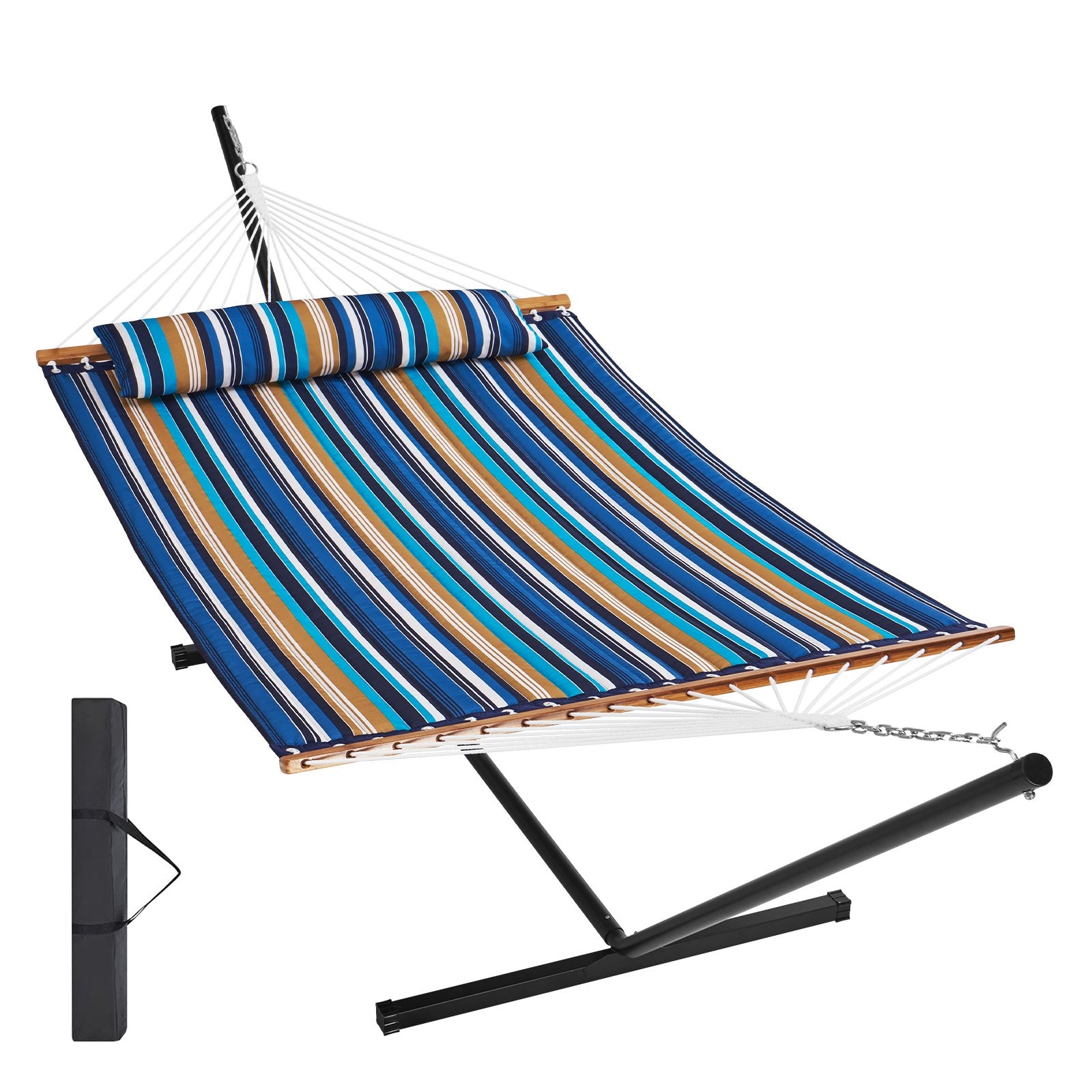 Double Quilted Fabric Hammock Two Person Hammock with Stand 480lb Capacity V952-HFDCLQSXTWTX79EXQV0