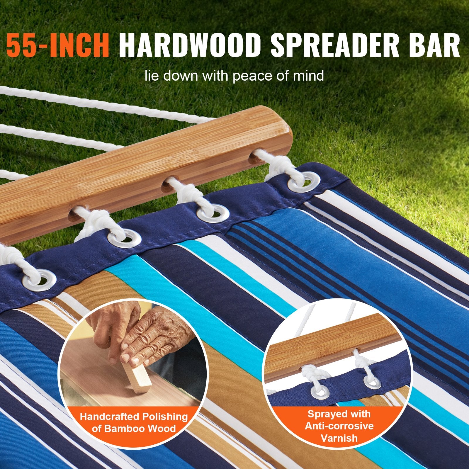 Double Quilted Fabric Hammock Two Person Hammock with Stand 480lb Capacity V952-HFDCLQSXTWTX79EXQV0
