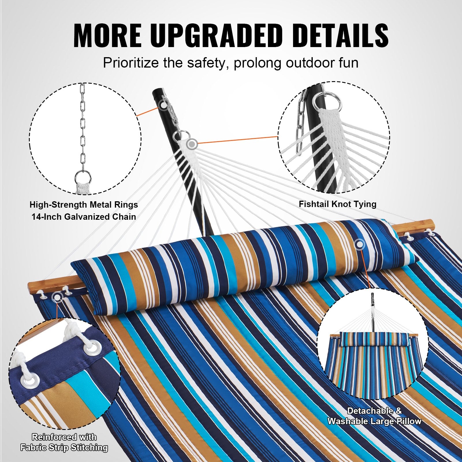 Double Quilted Fabric Hammock Two Person Hammock with Stand 480lb Capacity V952-HFDCLQSXTWTX79EXQV0