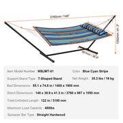 Double Quilted Fabric Hammock Two Person Hammock with Stand 480lb Capacity V952-HFDCLQSXTWTX79EXQV0