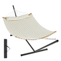 Two Person Hammock with Stand Included, Double Hammock with Curved Spreader Bar and Detachable Pillow and V952-HFDCMBSCSTXHSCU1GV0