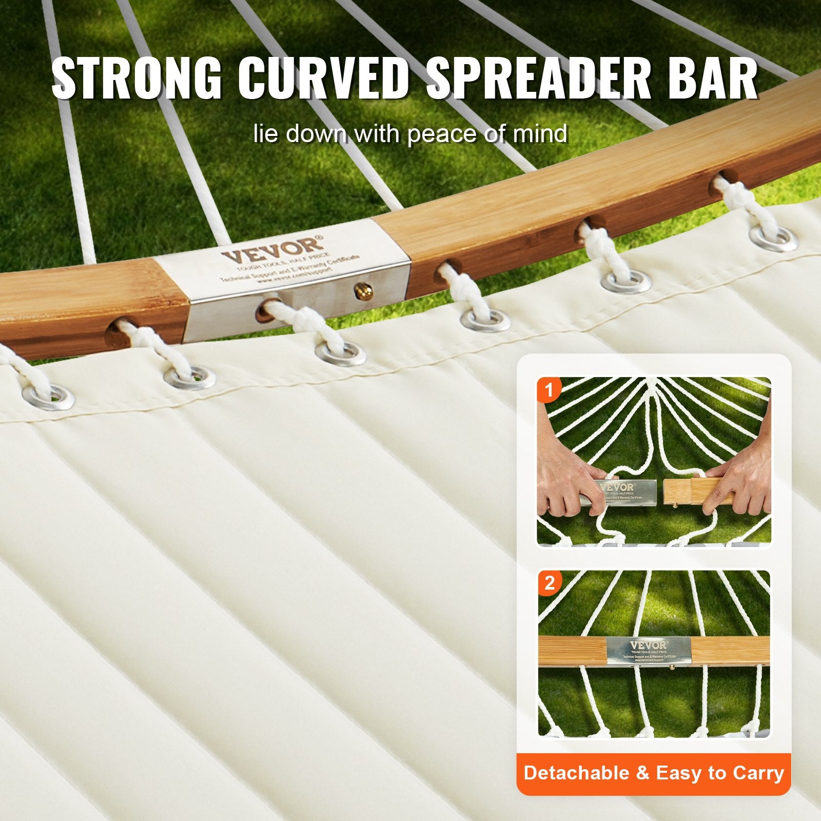 Two Person Hammock with Stand Included, Double Hammock with Curved Spreader Bar and Detachable Pillow and V952-HFDCMBSCSTXHSCU1GV0