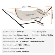 Two Person Hammock with Stand Included, Double Hammock with Curved Spreader Bar and Detachable Pillow and V952-HFDCMBSCSTXHSCU1GV0