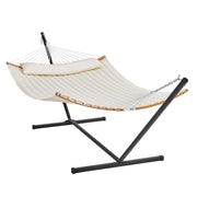 Two Person Hammock with Stand Included, Double Hammock with Curved Spreader Bar and Detachable Pillow and V952-HFDCMBSCSTXHSCU1GV0