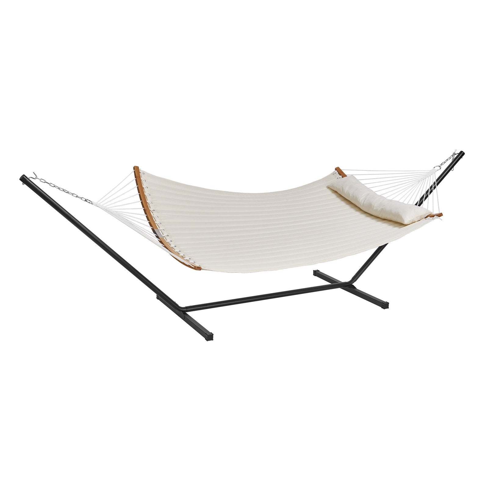 Two Person Hammock with Stand Included, Double Hammock with Curved Spreader Bar and Detachable Pillow and V952-HFDCMBSCSTXHSCU1GV0