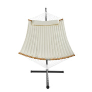 Two Person Hammock with Stand Included, Double Hammock with Curved Spreader Bar and Detachable Pillow and V952-HFDCMBSCSTXHSCU1GV0