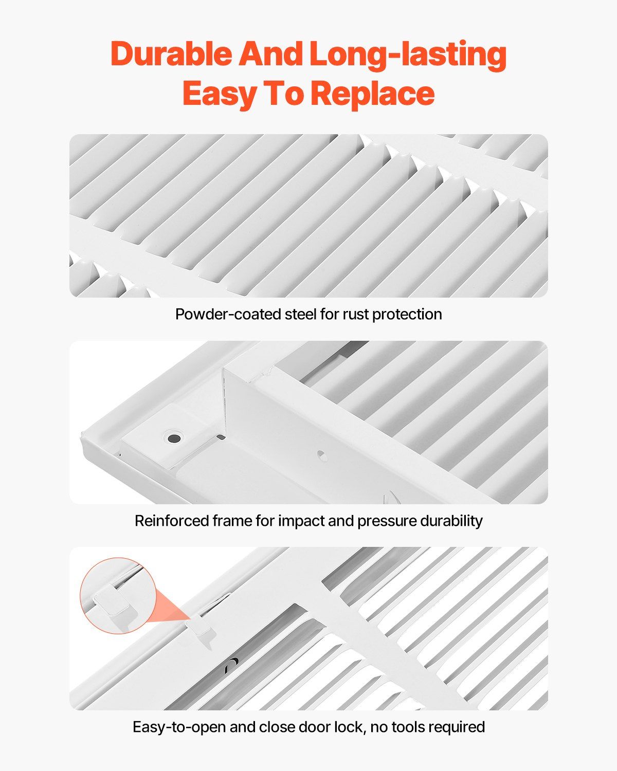 Return Air Filter Grille, Fits W50.5 x H50.5cm Duct Opening Size, Filter Included, Return Air Vent Cover for V952-HFGLGZDGLQW2PQYHD001V0