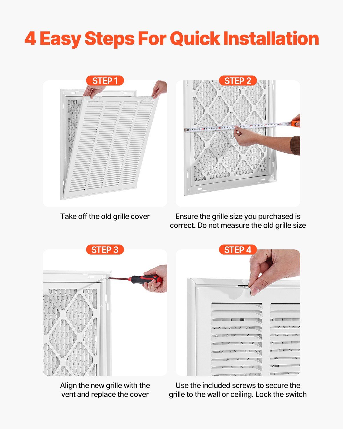 Return Air Filter Grille, Fits W50.5 x H50.5cm Duct Opening Size, Filter Included, Return Air Vent Cover for V952-HFGLGZDGLQW2PQYHD001V0
