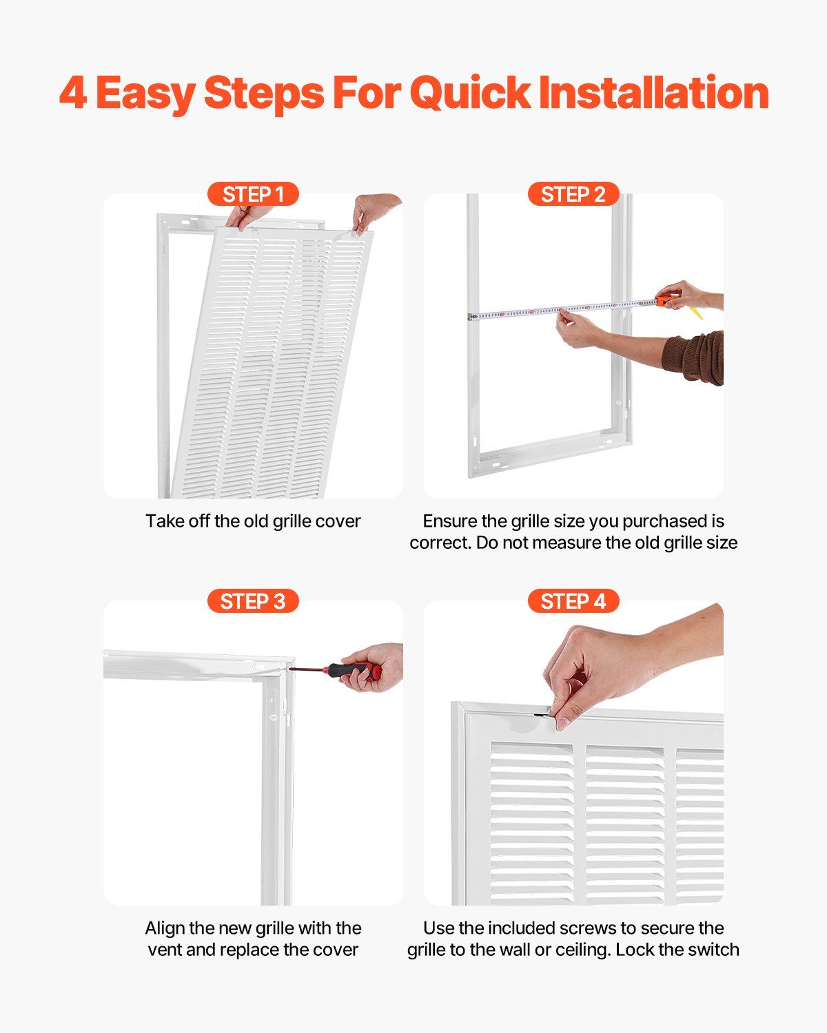Return Air Filter Grille, Fits W50.5 x H75.5 cm Duct Opening, Filter Not Included, Return Air Vent Cover for V952-HFGLGZW20H30EB1D9001V0