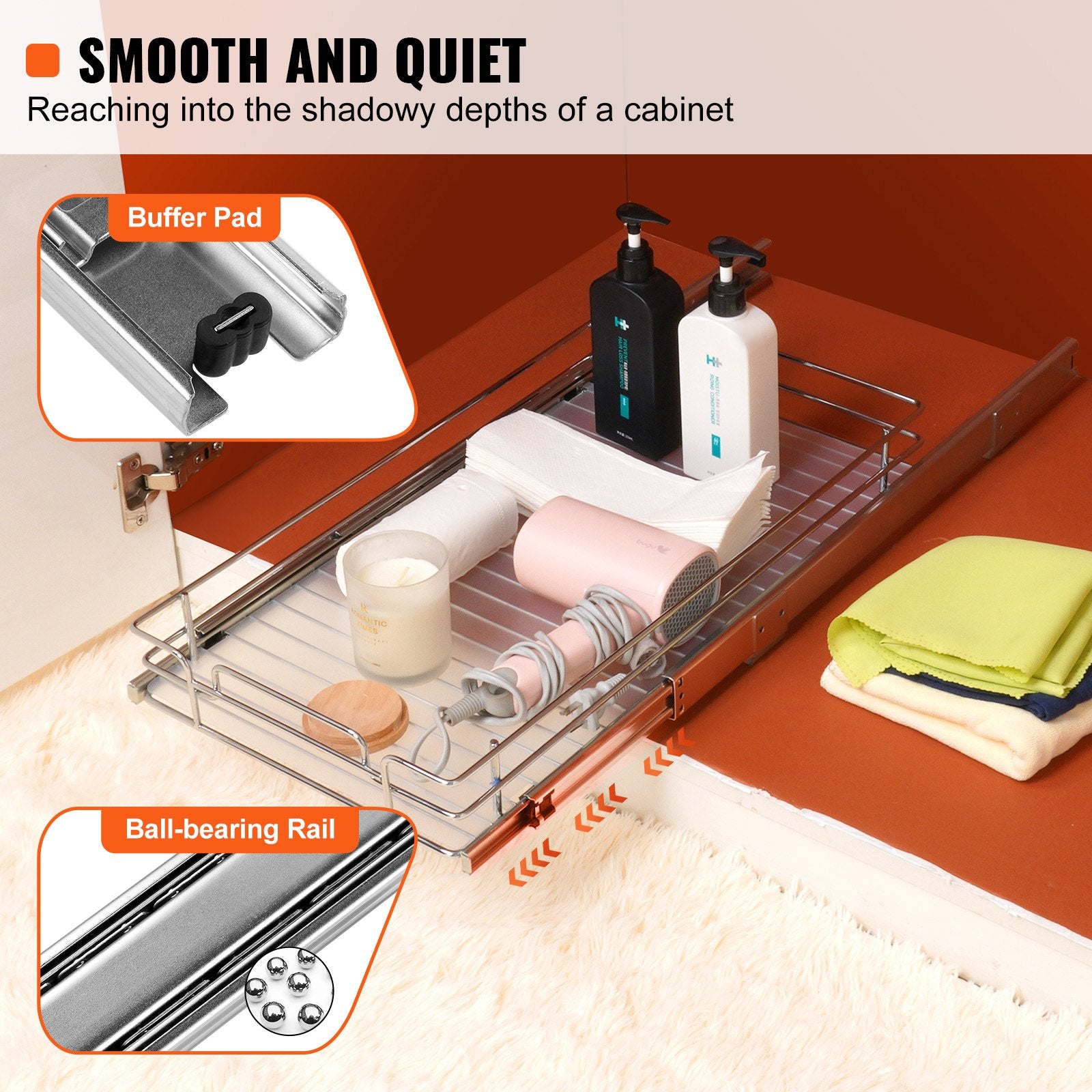 Pull Out Cabinet Under Sink Organizer 11 x 21 Inch Wire Drawer Basket V952-HG111W21D315HPXRLV0