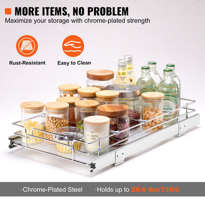 Pull Out Cabinet Under Sink Organizer 11 x 21 Inch Wire Drawer Basket V952-HG111W21D315HPXRLV0