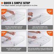 Pull Out Cabinet Under Sink Organizer 11 x 21 Inch Wire Drawer Basket V952-HG111W21D315HPXRLV0