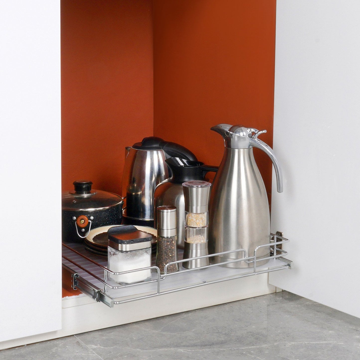 34x53 cm Pull Out Cabinet Organizer, Heavy Duty Slide Out Pantry Shelves, Chrome-Plated Steel Roll Out V952-HG114W21D315H1TT7V0