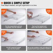18.5"Wx21"Dx3.5"H Pull Out Cabinet Organizer, Heavy Duty Slide Out Pantry Shelves, Steel Roll Out Drawers, V952-HG117W21D315HVZFIV0