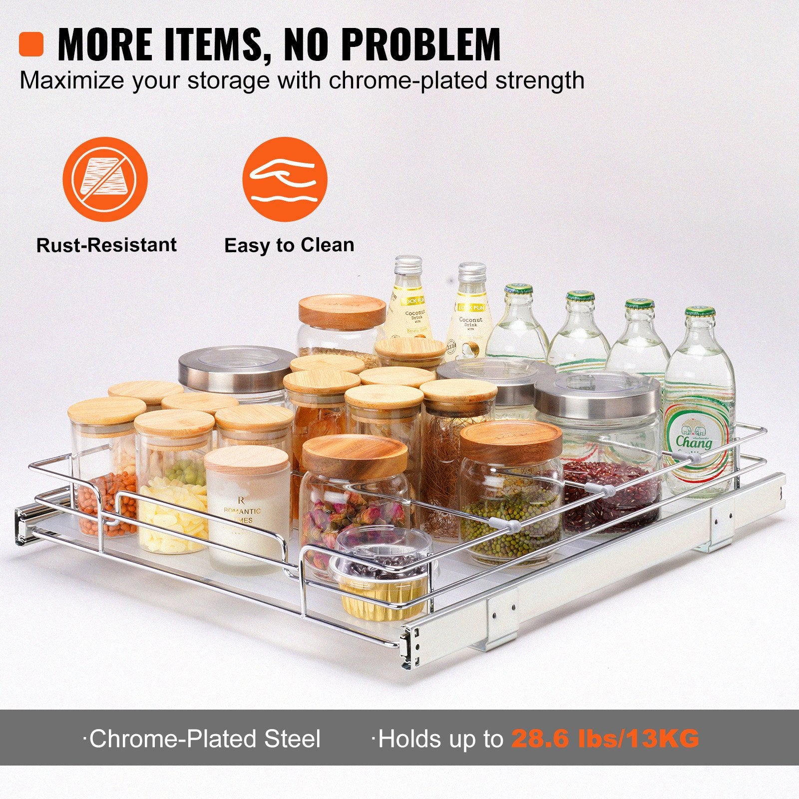 Pull Out Cabinet Under Sink Organizer 20 x 21 Inch Wire Drawer Basket V952-HG120W21D315HV5E0V0
