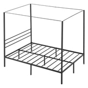 Full Size Canopy Bed Frame, Metal Canopy Bed with Four Posters Design, Heavy Duty Steel Slats Support, V952-HGCJSFGFULLHSXSHO001V0