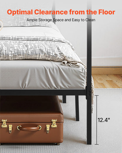 Full Size Canopy Bed Frame, Metal Canopy Bed with Four Posters Design, Heavy Duty Steel Slats Support, V952-HGCJSFGFULLHSXSHO001V0