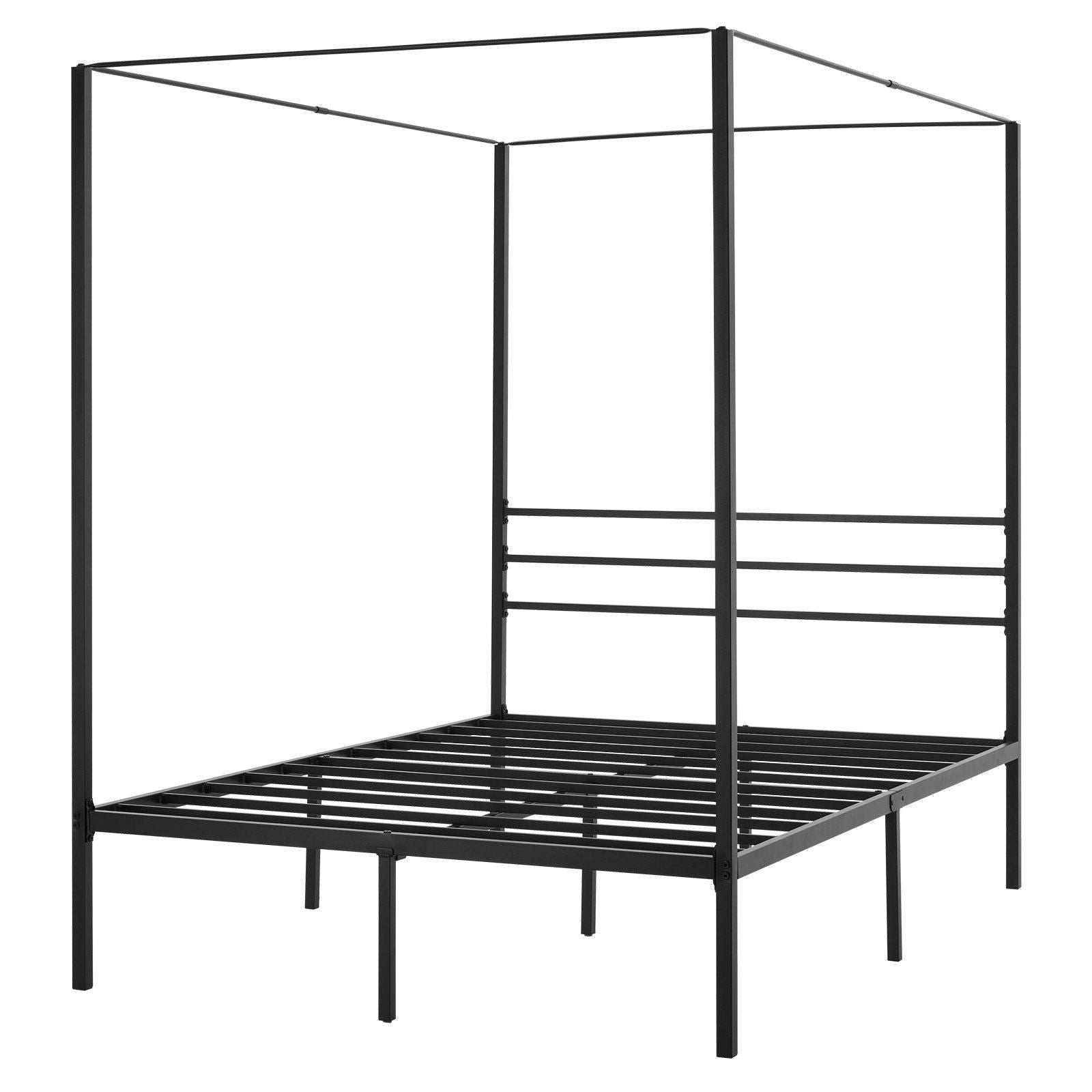 Full Size Canopy Bed Frame, Metal Canopy Bed with Four Posters Design, Heavy Duty Steel Slats Support, V952-HGCJSFGFULLHSXSHO001V0