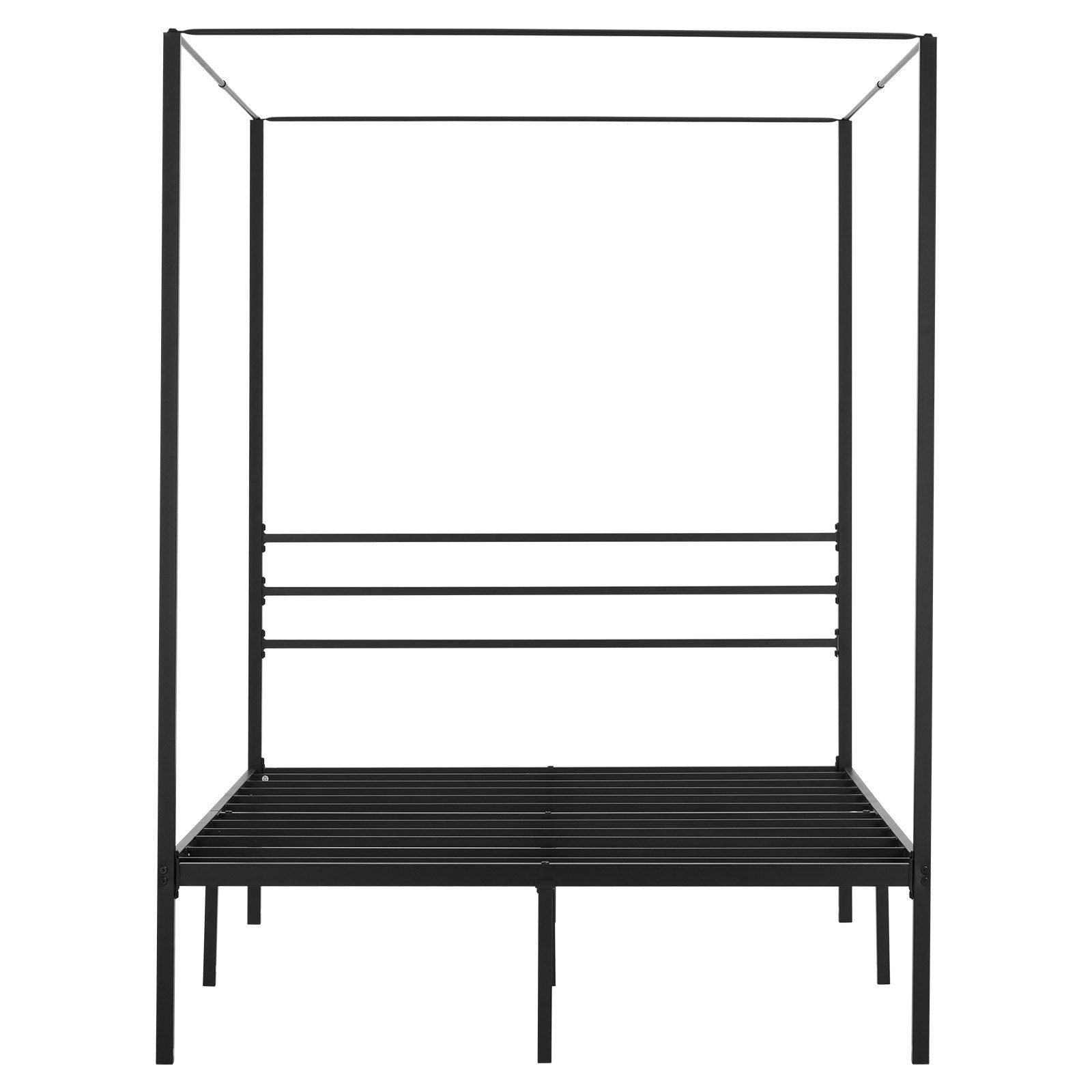 Full Size Canopy Bed Frame, Metal Canopy Bed with Four Posters Design, Heavy Duty Steel Slats Support, V952-HGCJSFGFULLHSXSHO001V0
