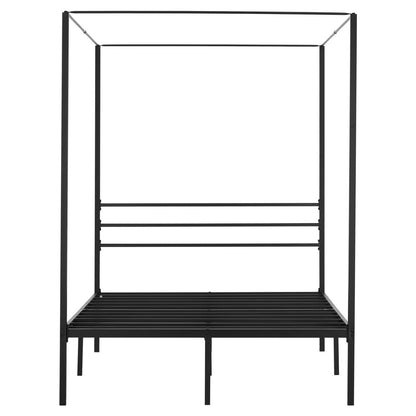 Full Size Canopy Bed Frame, Metal Canopy Bed with Four Posters Design, Heavy Duty Steel Slats Support, V952-HGCJSFGFULLHSXSHO001V0