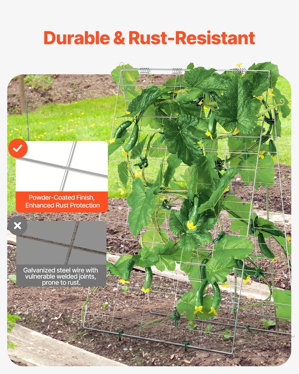 Cucumber Trellis for Climbing Plants, 35" x 55" Foldable Cucumber Trellis Set with Plant Clips, Metal Garden V952-HGPJTXCZAXJ3JGFLUV0