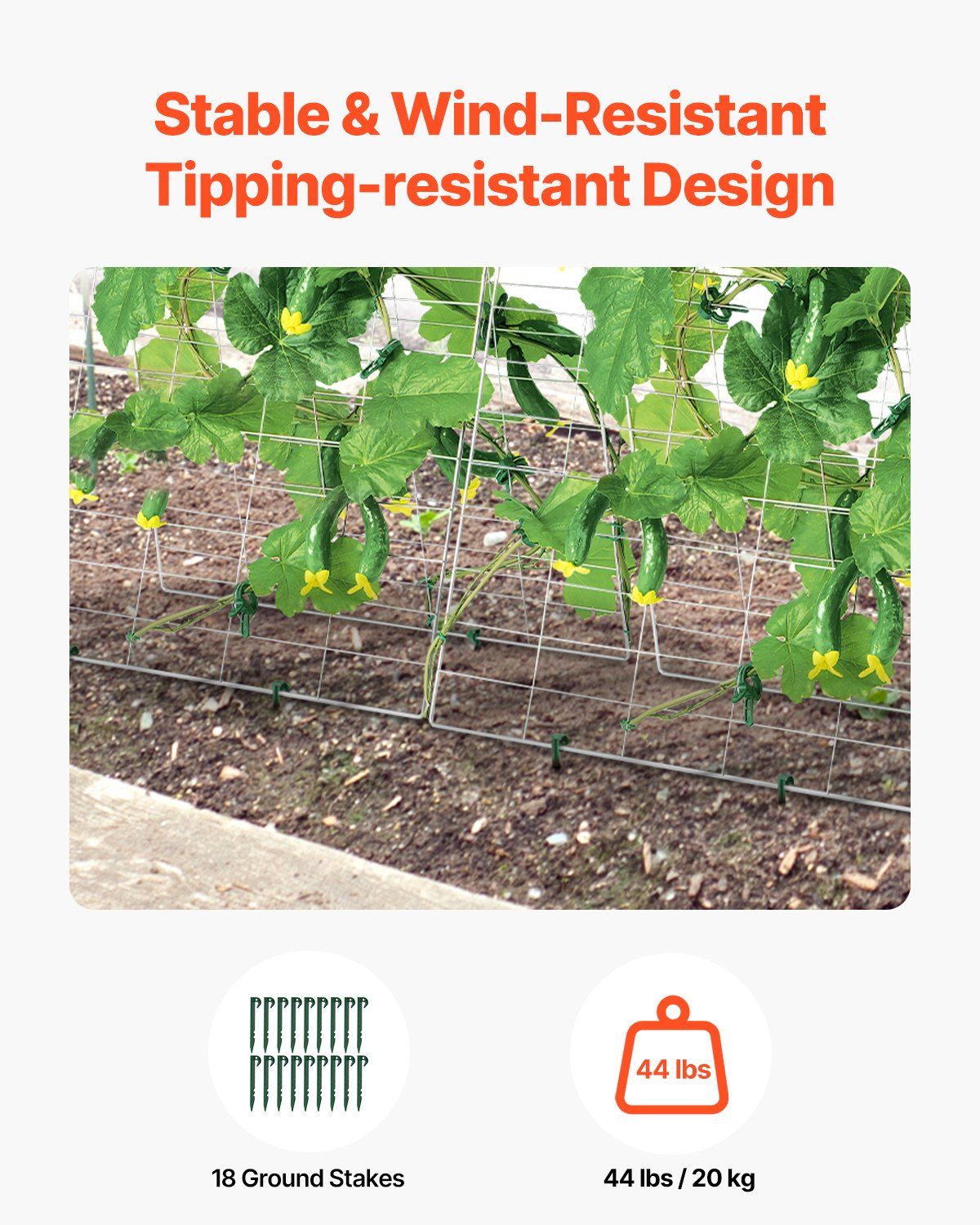 Cucumber Trellis for Climbing Plants, 35" x 55" Foldable Cucumber Trellis Set with Plant Clips, Metal Garden V952-HGPJTXCZAXJ3JGFLUV0