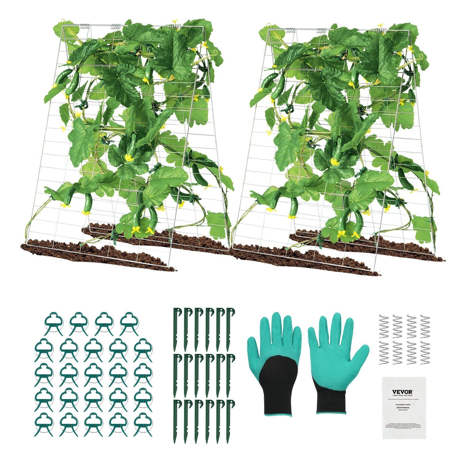 Cucumber Trellis for Climbing Plants, 35" x 55" Foldable Cucumber Trellis Set with Plant Clips, Metal Garden V952-HGPJTXCZAXJ3JGFLUV0